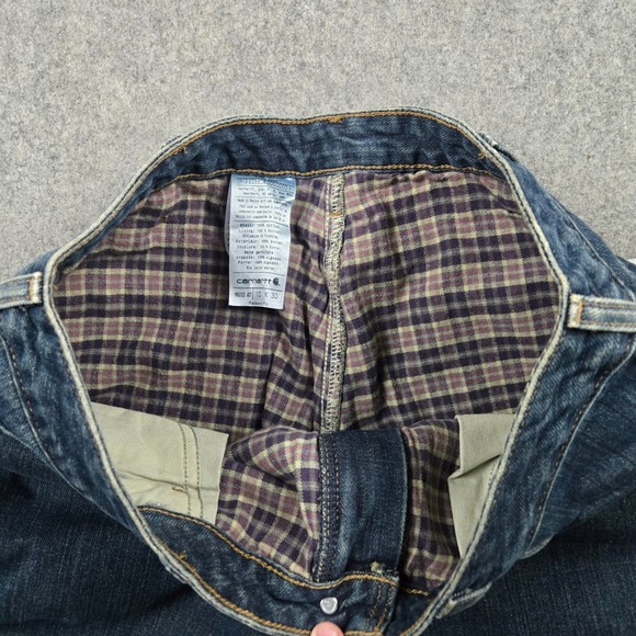 Carhartt Flannel Lined Jeans Womens 10 Blue Denim Relaxed Fit Straight Leg NEW - Picture 4 of 14